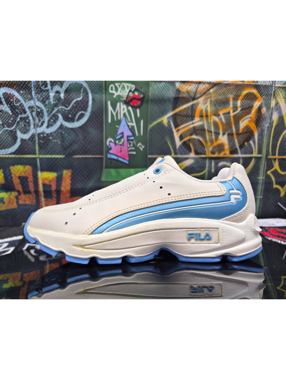 "2014" RELEASE FILA W's Swirl 6.5W Low Top Sneakers White/Blue 51J325LX-143